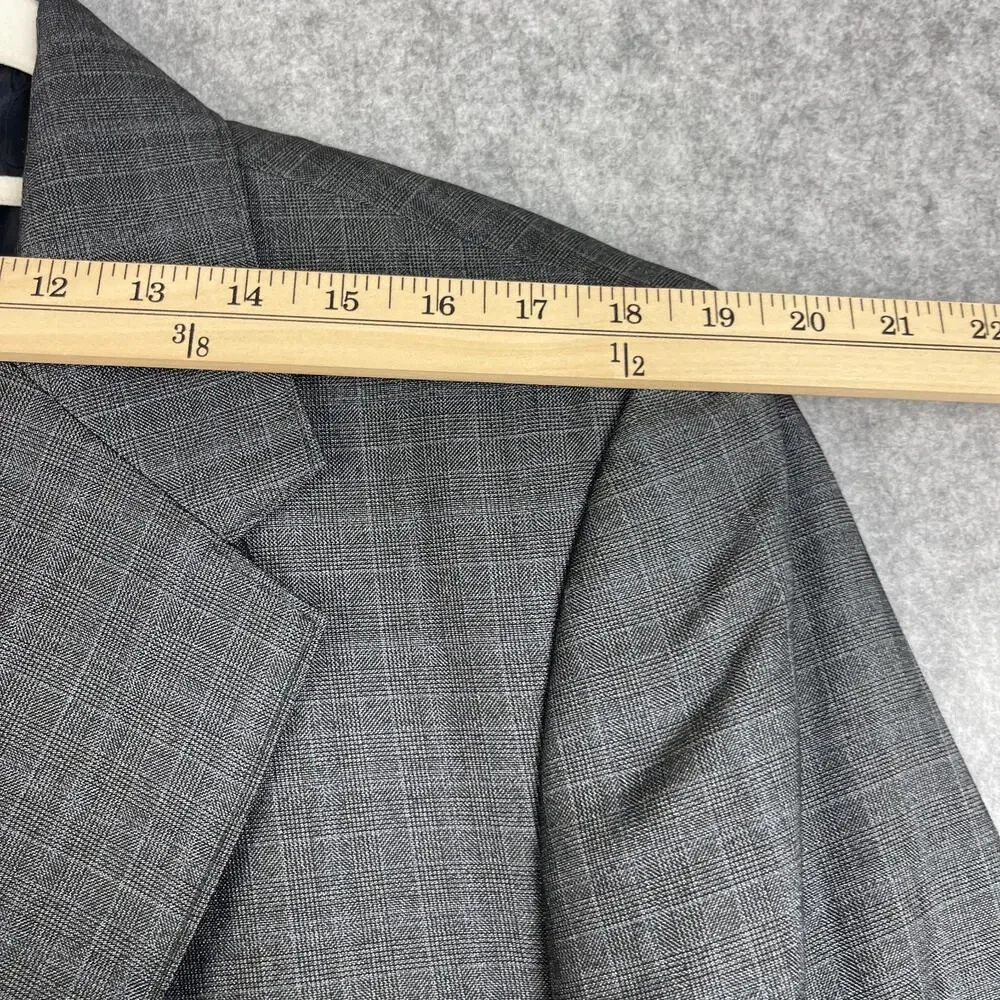 Circle‎ S Blazer Sport Coat Mens 46R Gray Glen Check 2 Button Western Cowboy